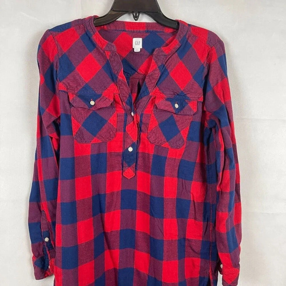 Gap Women Long Sleeve Plaid Pullover Top Shirt Size S - Picture 5 of 6